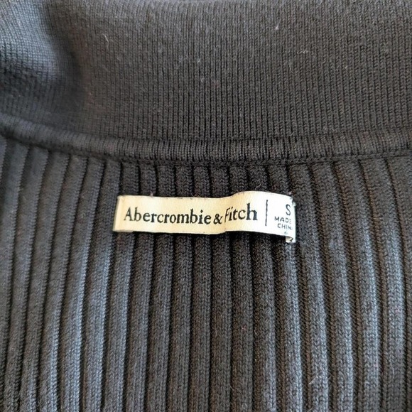 Abercrombie Polo Elevated Knit Mini Dress Ribbed Black Bodycon Collared l Small - Picture 8 of 8